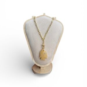 Handmade gemstone pendant necklace gold filled chain | coastal boho jewelry